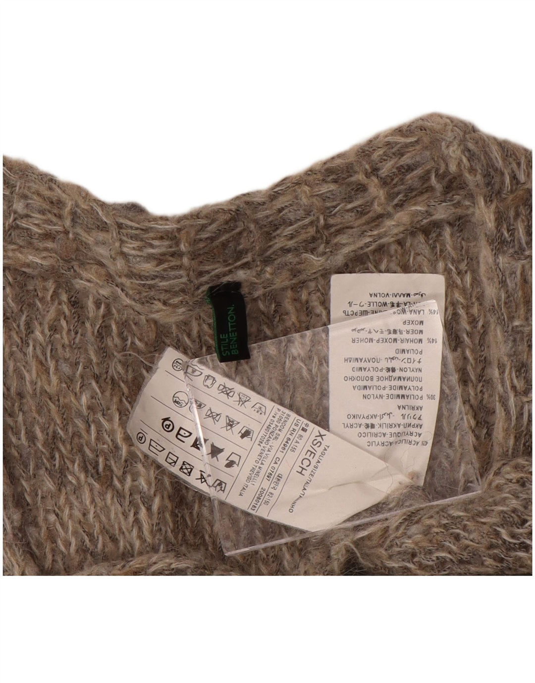 BENETTON Γυναικείο πουλόβερ με ζακέτα UK 6 XS Γκρι Ακρυλικό