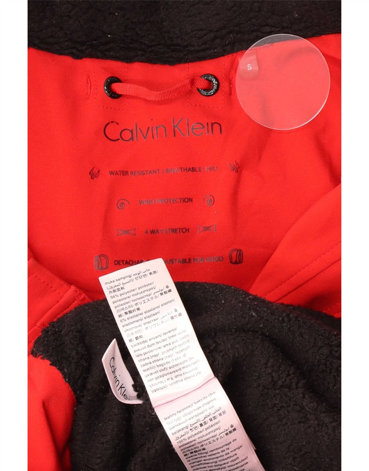 Calvin Klein Γυναικείο μπουφάν Parka με κουκούλα UK 10 Small Red Polyester