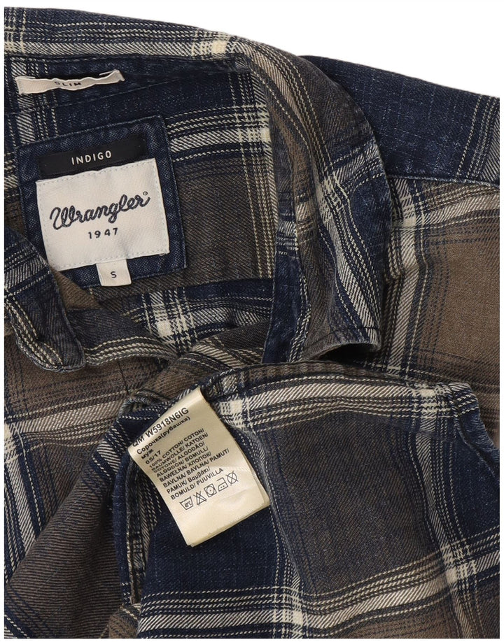 Wrangler Ανδρικό Indigo Καρό Slim Flannel πουκάμισο Small Navy Blue Check