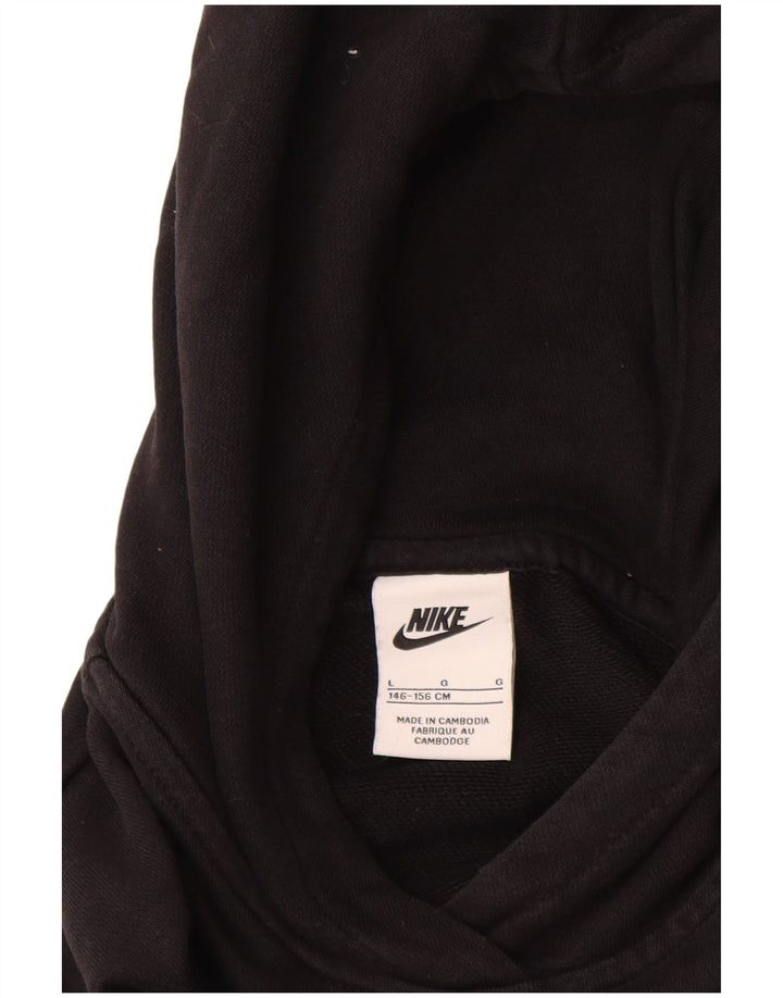 NIKE Girls Crop Graphic Hoodie Jumper 12-13 ετών Μεγάλο μαύρο βαμβακερό