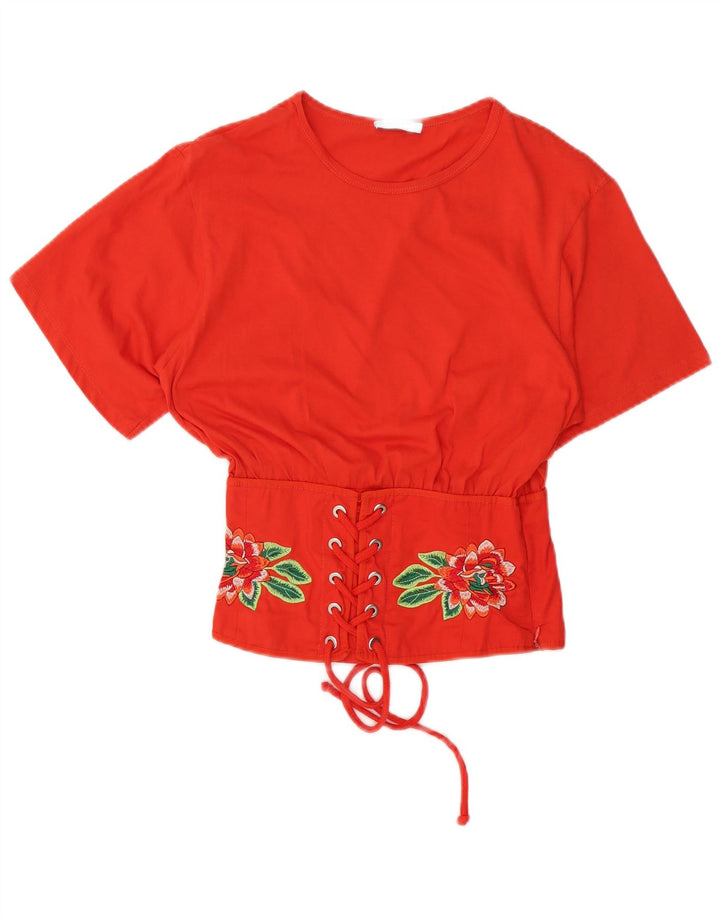 Γυναικεία μπλούζα ZARA Crop Batwing Top UK 12 Medium Red Floral