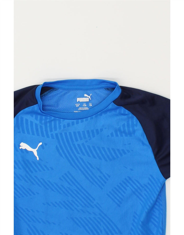 PUMA Boys Graphic T-Shirt Top 7-8 Years Small  Blue Colourblock Polyester Vintage Puma and Second-Hand Puma from Messina Hembry 