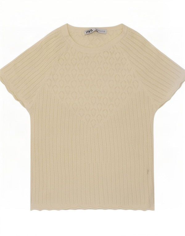 Zara Γυναικείο T-Shirt Top UK 14 Large Off White