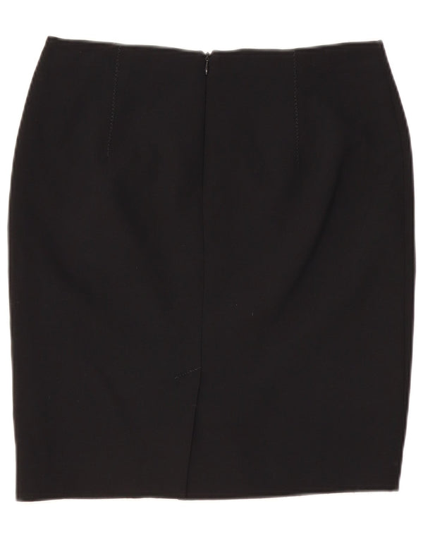 VINTAGE Γυναικεία Pencil Φούστα UK 10 Small W29 Black Polyester