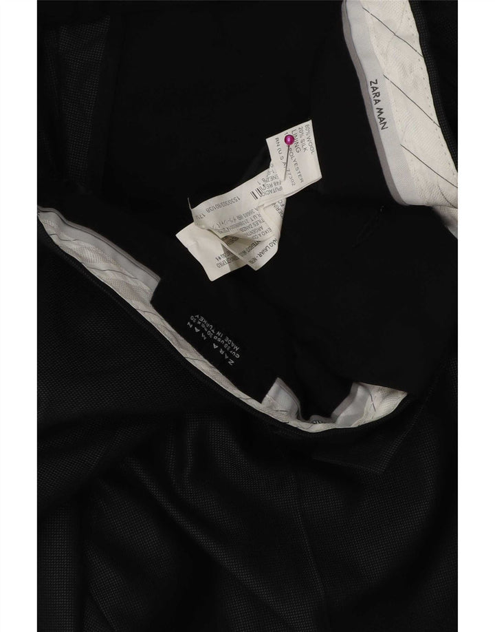 Zara Ανδρικό ίσιο παντελόνι EU 38 Small W30 L30 Μαύρο πολυεστέρα