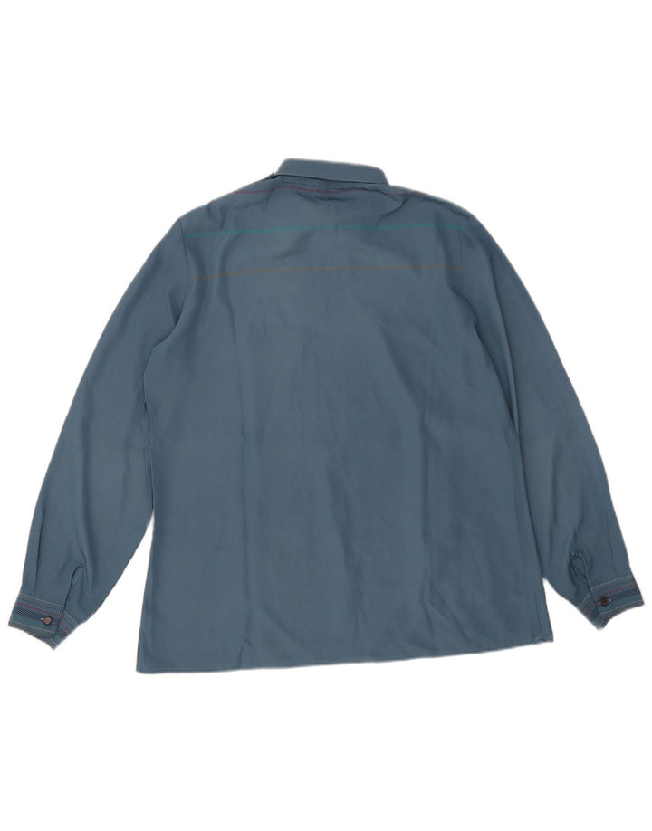 Vintage γυναικείο πουλόβερ πουκάμισο IT 48 XL μπλε ριγέ πολυεστέρα
