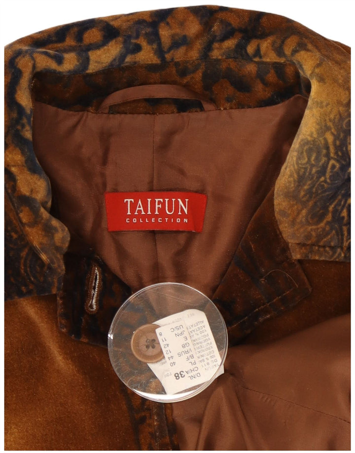 Taifun Γυναικείο βελούδινο τζάκετ με 4 κουμπιά σακάκι UK 12 Medium Brown Paisley