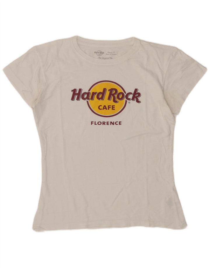 Hard Rock Cafe Γυναικείο T-Shirt γραφικών Florence Top UK 12 Medium White