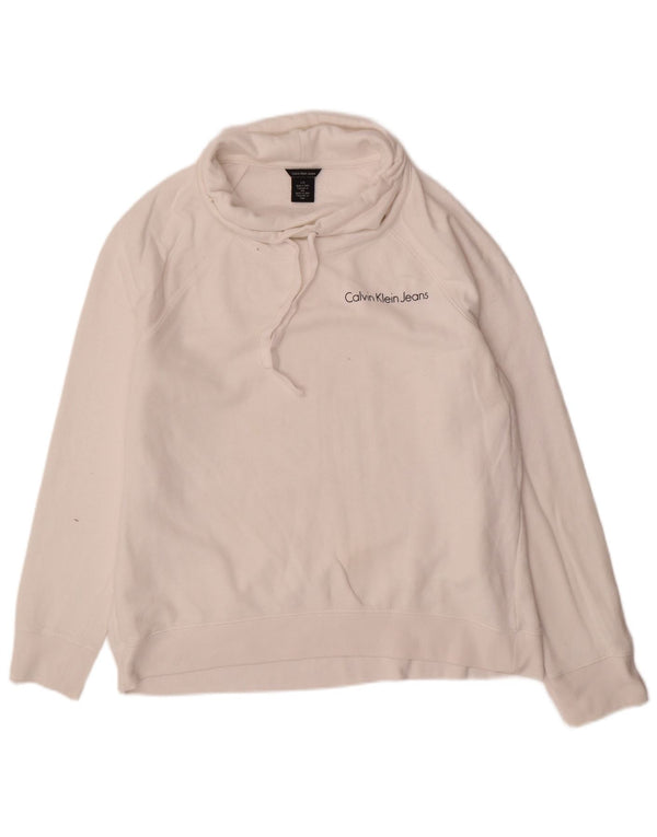 Γυναικείο φούτερ Calvin Klein Jeans Jumper UK 16 μεγάλο λευκό βαμβακερό