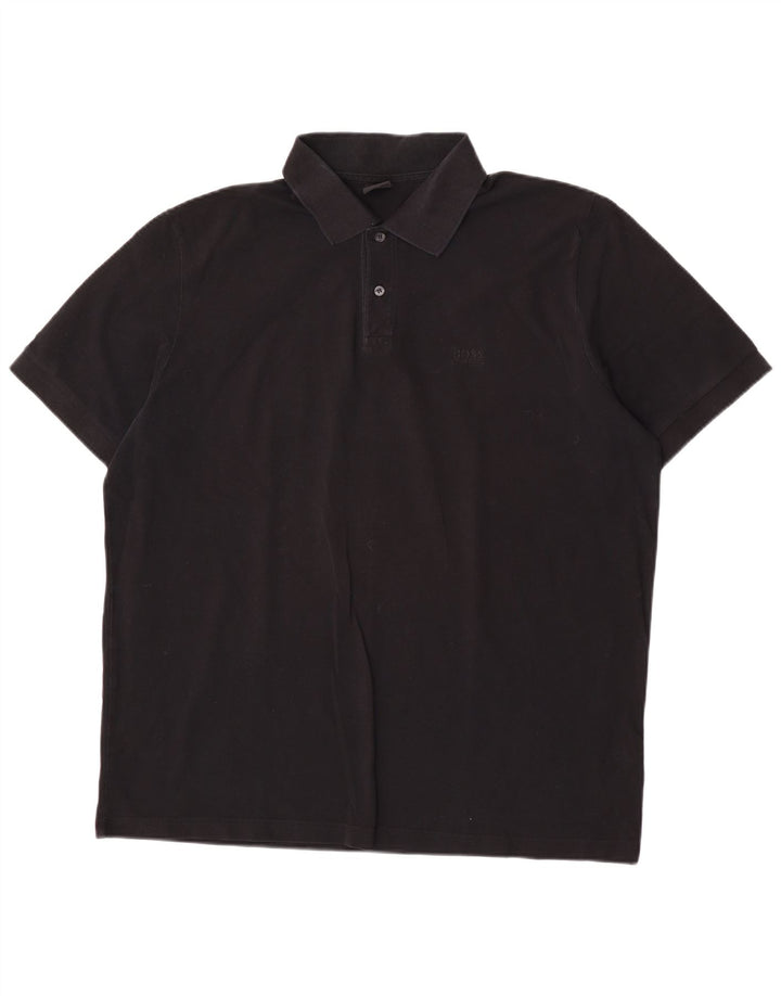 Ανδρικό μπλουζάκι πόλο Hugo Boss 2XL μαύρο βαμβακερό