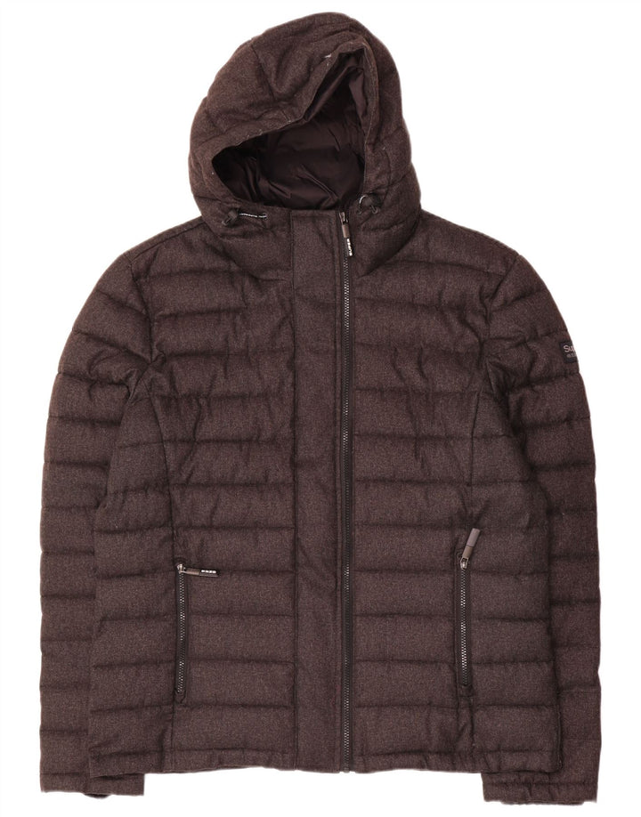 Superdry Ανδρικό μπουφάν με κουκούλα UK 46 3XL Γκρι πολυεστέρας