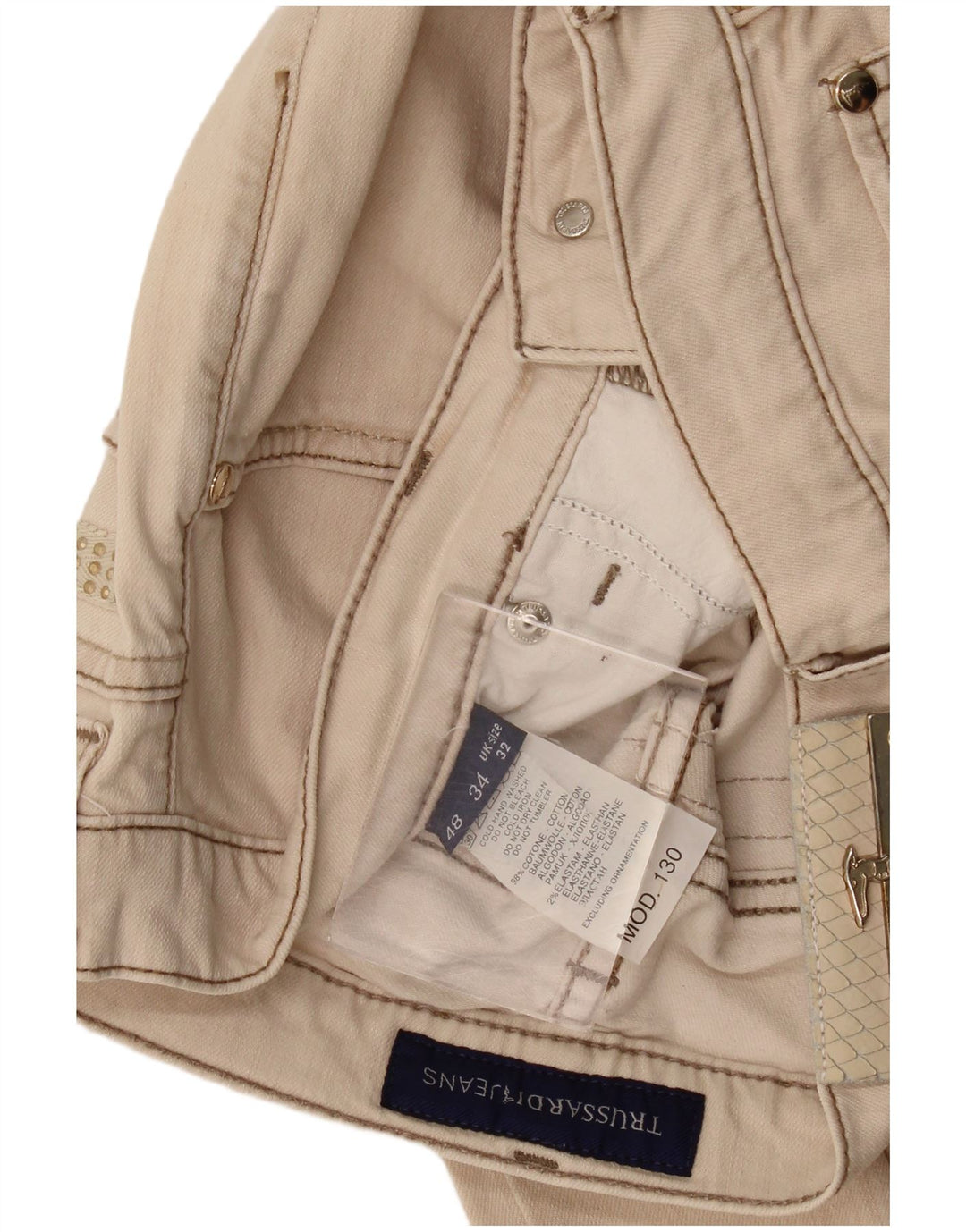 Γυναικείο ίσιο τζιν Trussardi W32 L32 Μπεζ βαμβακερό