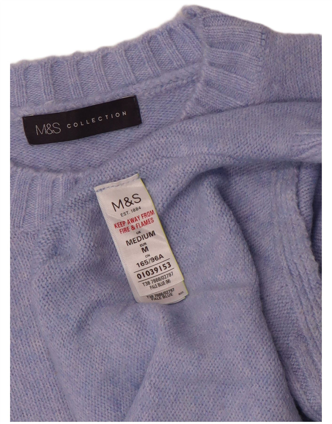 Marks & Spencer Γυναικείο πουλόβερ με λαιμόκοψη UK 14 μεσαίου μπλε ακρυλικό