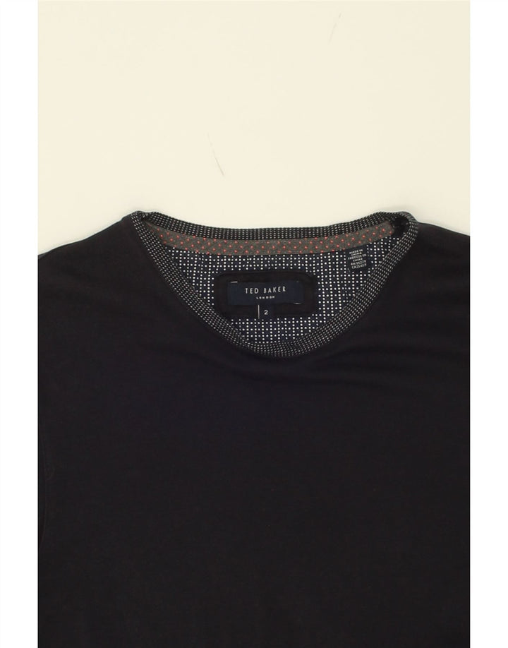 TED BAKER Womens T-Shirt Top Size 2 Medium Navy Blue Cotton Vintage Ted Baker and Second-Hand Ted Baker from Messina Hembry 