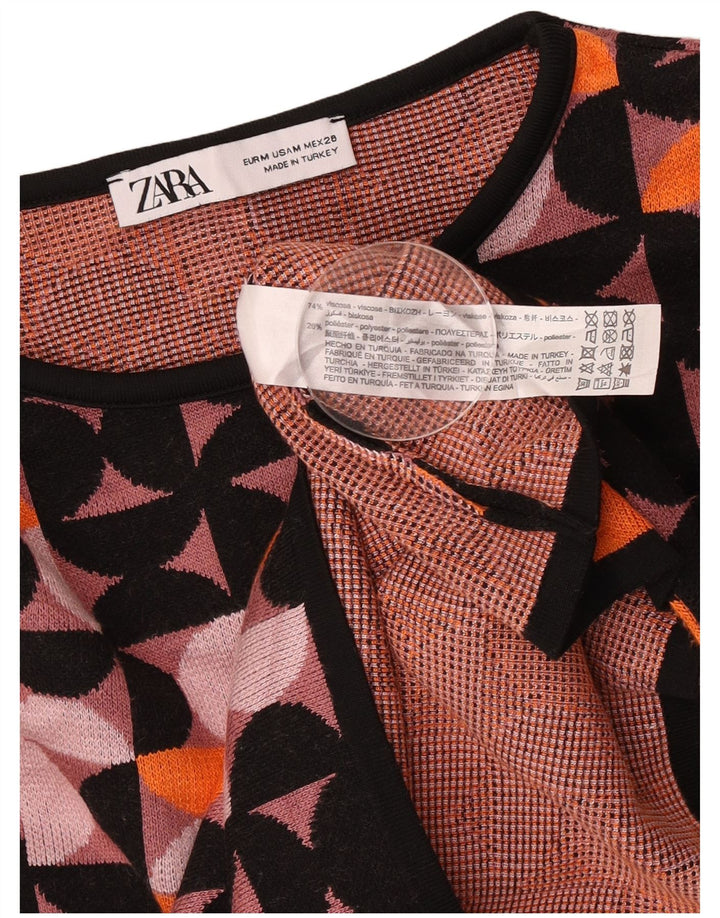 Zara Γυναικείο Crop Top Μακρυμάνικο UK 12 Μεσαίο Πολύχρωμο Γεωμετρικό