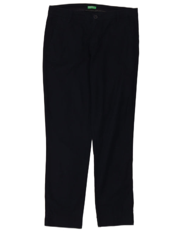 Benetton Γυναικείο Slim παντελόνι Chino UK 10 Small W30 L27 Navy Blue Cotton