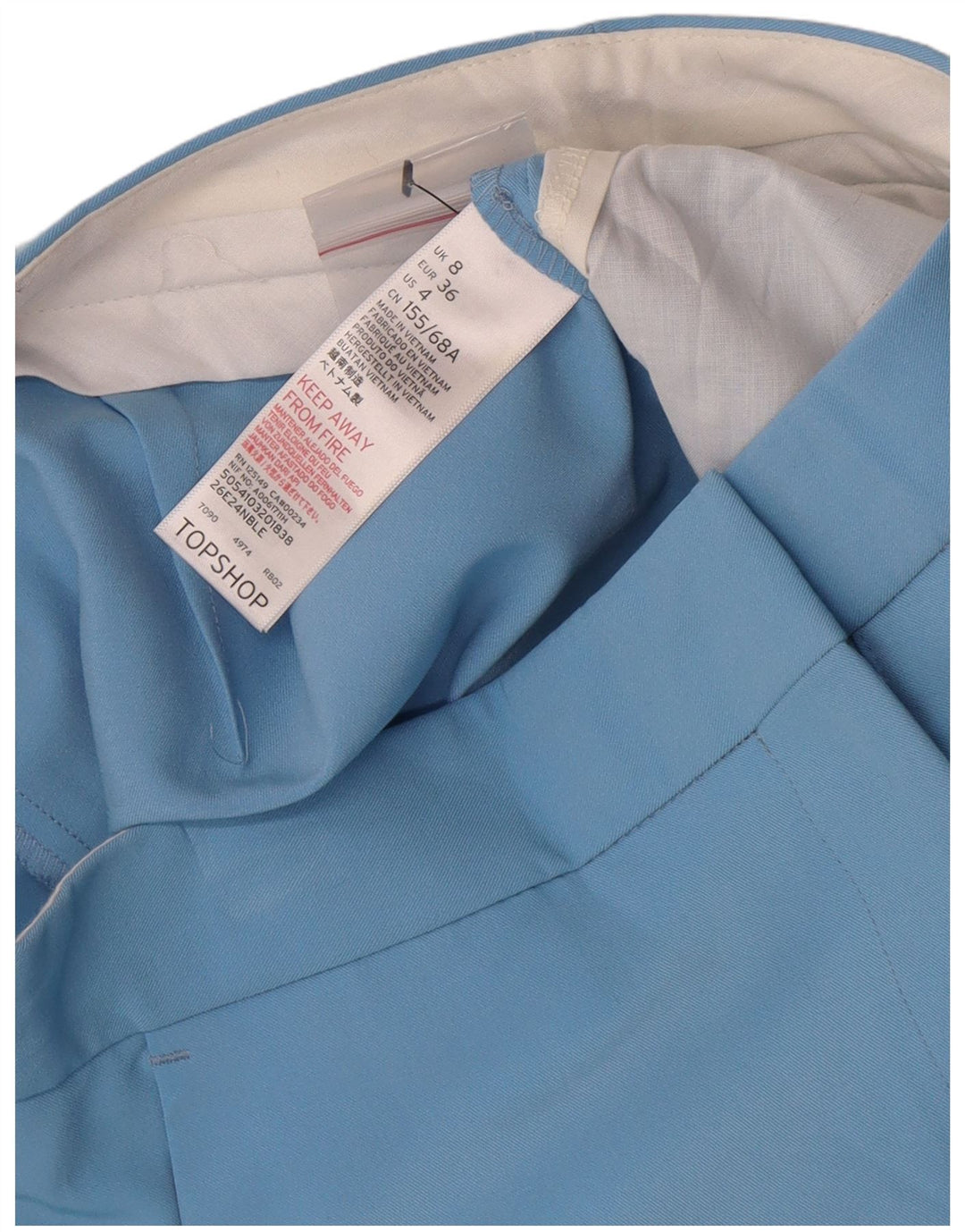 Topshop γυναικείο μποτάκι κομμένο παντελόνι UK 8 Small W26 L24 Blue Polyester