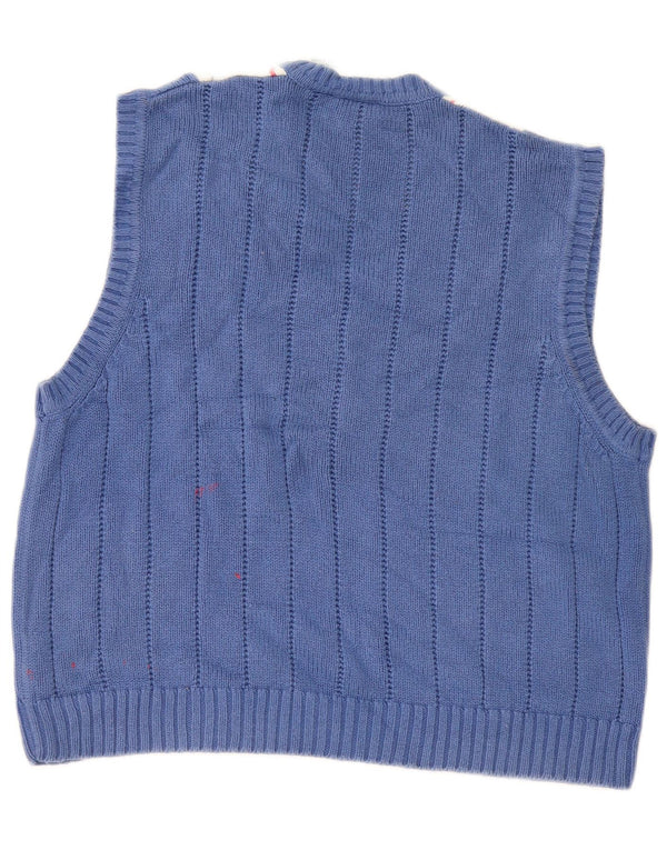 Izod γυναικείο γιλέκο Tank Top UK 16 Large Blue Argyle/Diamond Cotton