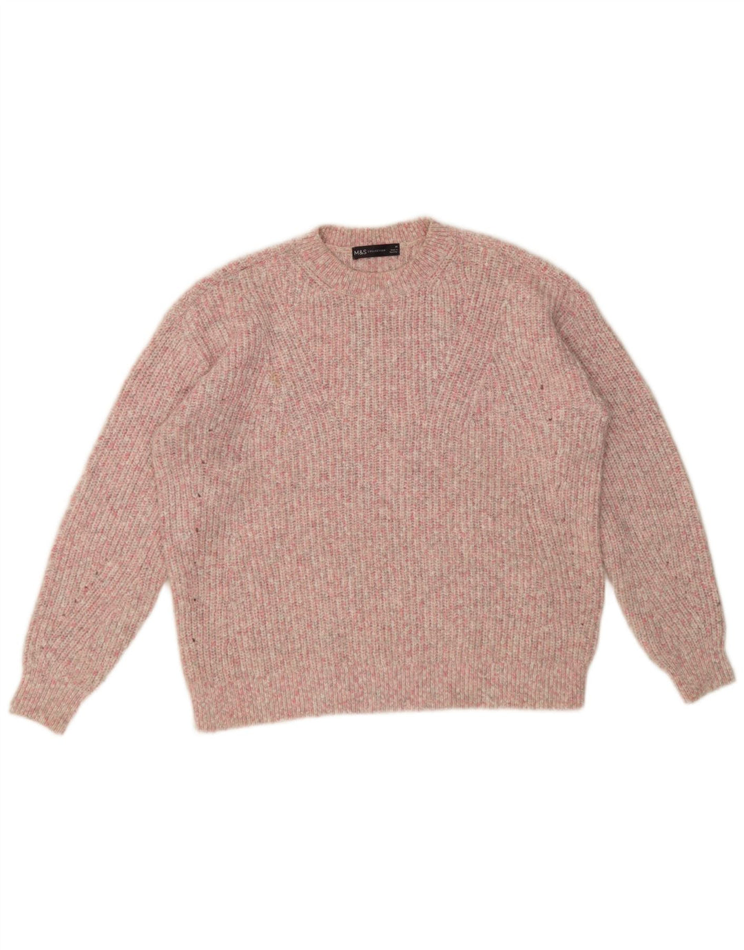 Marks & Spencer Γυναικείο πουλόβερ με λαιμόκοψη UK 14 Medium Pink Flecked