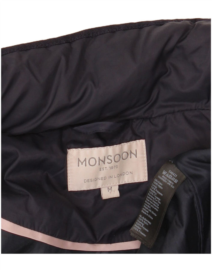 Monsoon Γυναικείο παλτό UK 14 Medium Navy Blue Nylon