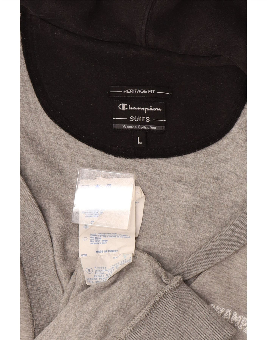 Γυναικείο πουλόβερ με κουκούλα CHAMPION UK 14 μεγάλο γκρι βαμβακερό