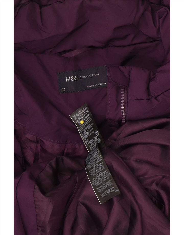 Marks & Spencer Γυναικείο παλτό με κουκούλα UK 16 Large Purple Polyester