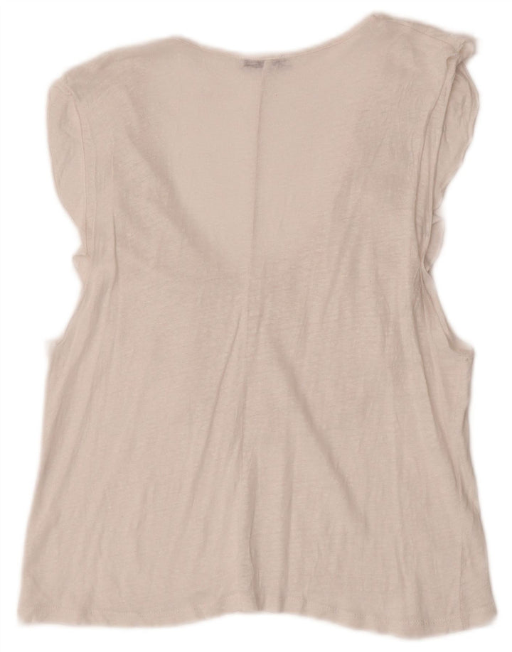 Zara Γυναικεία Αμάνικη Μπλούζα Τοπ UK 12 Medium White Flecked
