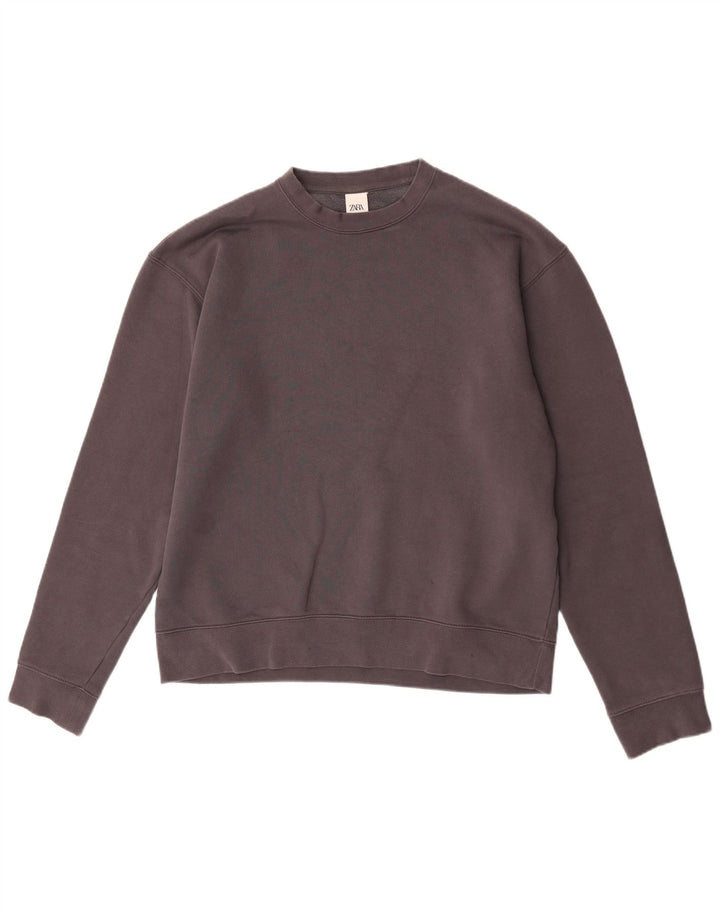 Zara Ανδρικό Φούτερ Jumper Μεγάλο Γκρι Βαμβακερό