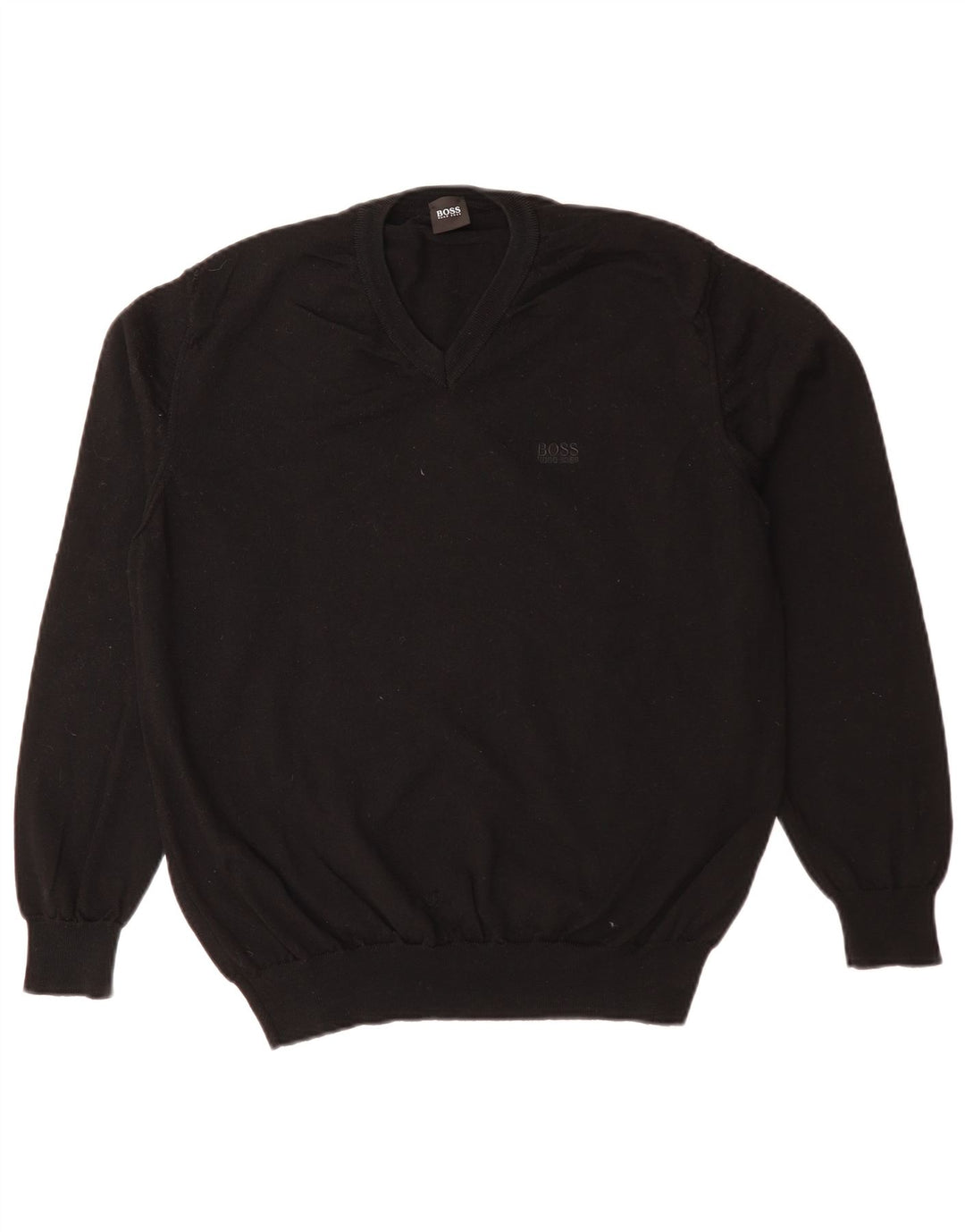 Ανδρικό πουλόβερ με λαιμόκοψη HUGO BOSS Μεσαίο μαύρο