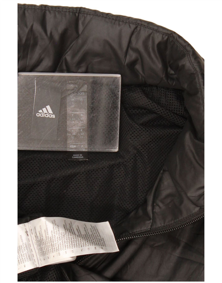 Adidas Γυναικείο γραφικό μπουφάν βροχής UK 16/18 μεγάλο μαύρο πολυεστέρα
