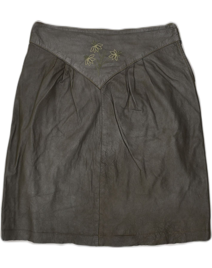 VINTAGE Womens Faux Leather A-Line Skirt W28 Medium  Grey Acrylic | Vintage Vintage | Thrift | Second-Hand Vintage | Used Clothing | Messina Hembry 