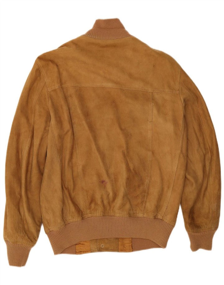 Maren Ανδρικό Suede Bomber Jacket UK 40 Large Beige Suede