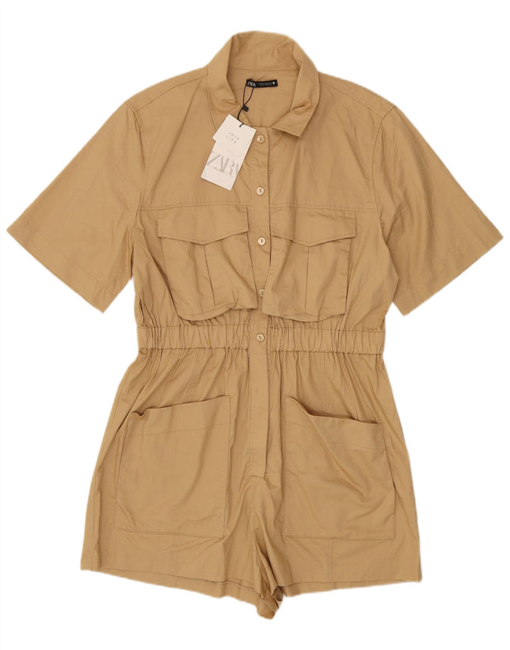 Zara Γυναικείο Playsuit UK 20 2XL Μπεζ βαμβακερό