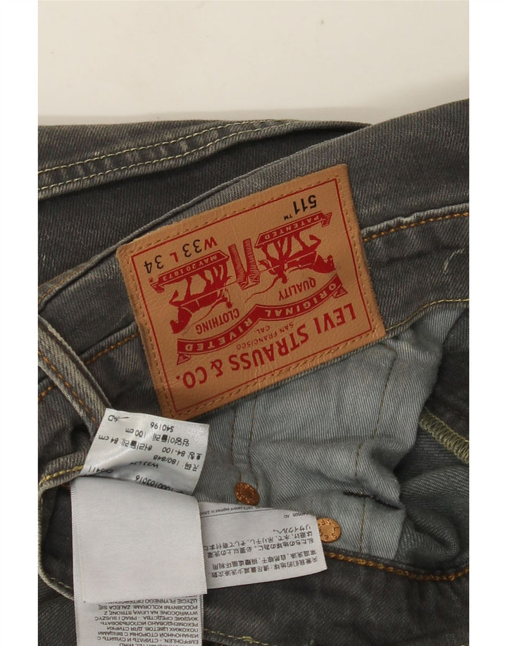 Levi's Mens 511 Slim Jeans W33 L34 Γκρι βαμβακερό