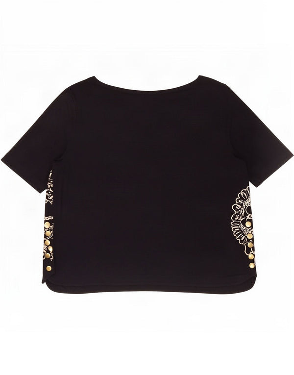 Marks & Spencer Γυναικείο T-Shirt Top UK 24 4XL Navy Blue Floral Viscose