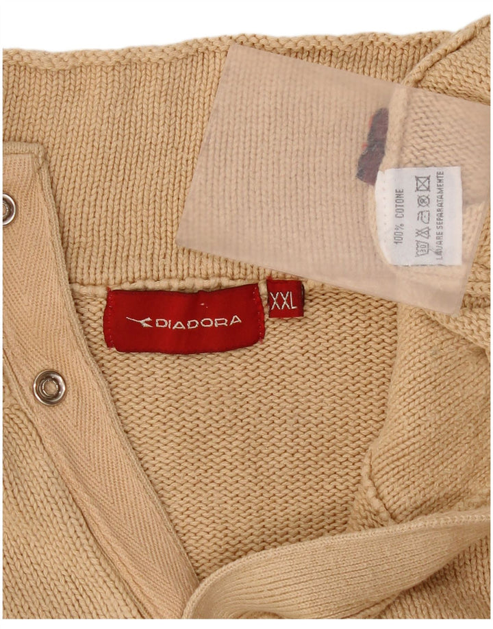 Ανδρικό πουλόβερ με λαιμόκοψη Diadora XL Μπεζ βαμβακερό