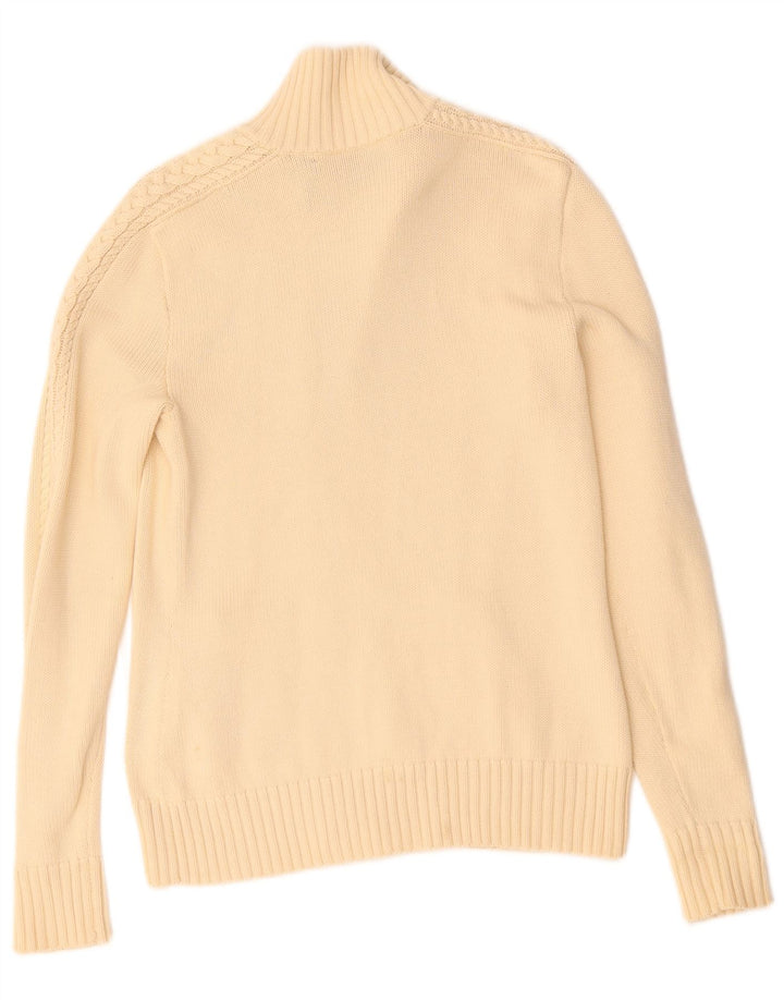 RALPH LAUREN Γυναικείο πουλόβερ ζακέτα UK 10 Small Beige βαμβακερό