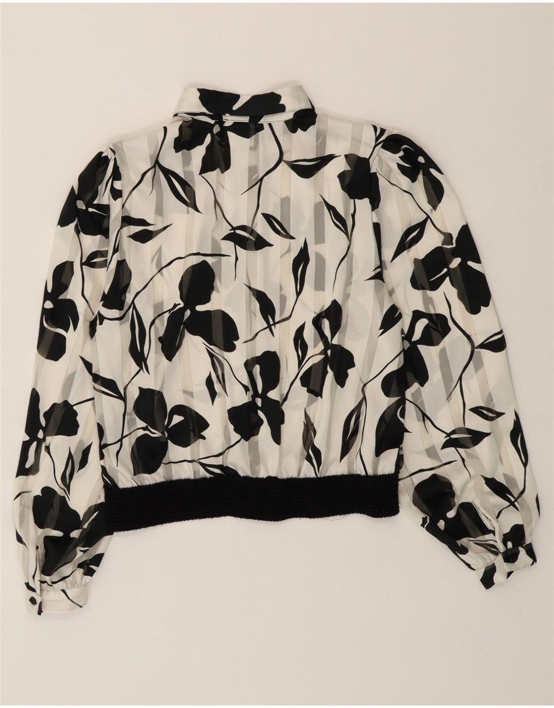 CANDA Womens Shirt Blouse EU 42 Large Black Floral Polyester Vintage Canda and Second-Hand Canda from Messina Hembry 