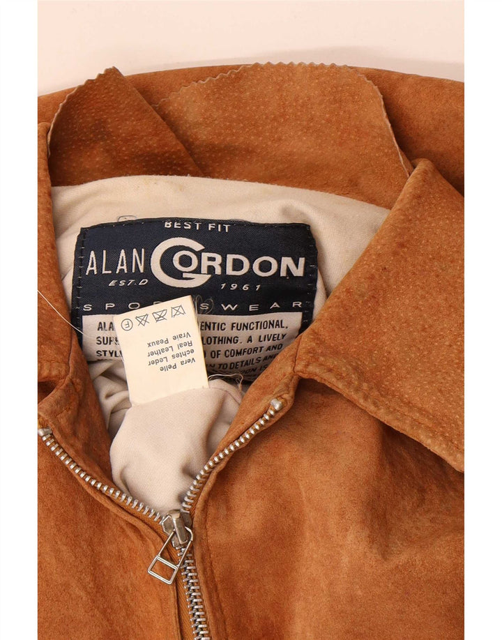 Alan Gordon Γυναικείο Suede Bomber Jacket UK 14 Large Beige Leather