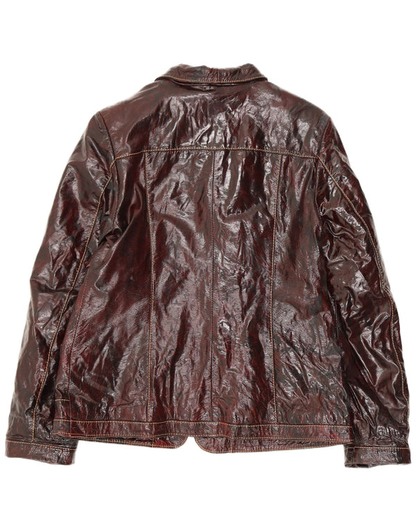 Vintage Γυναικείο Faux Leather Bomber Jacket UK 24 4XL Burgundy
