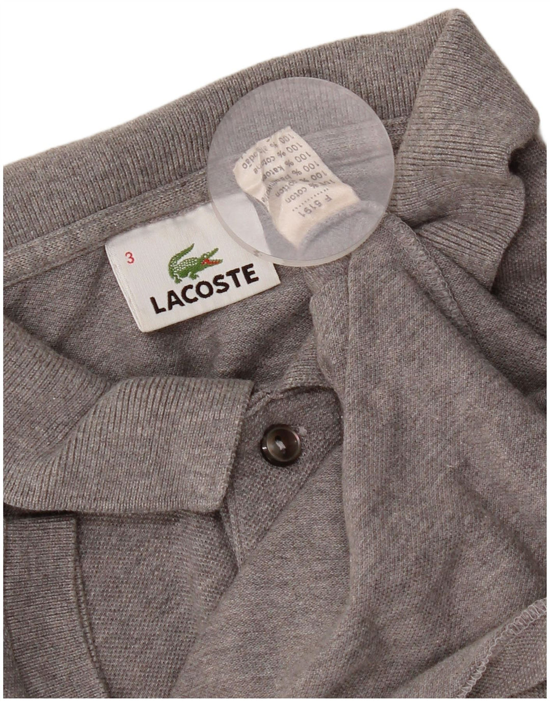 Ανδρικό μπλουζάκι πόλο Lacoste, μέγεθος 3, μικρό γκρι βαμβακερό