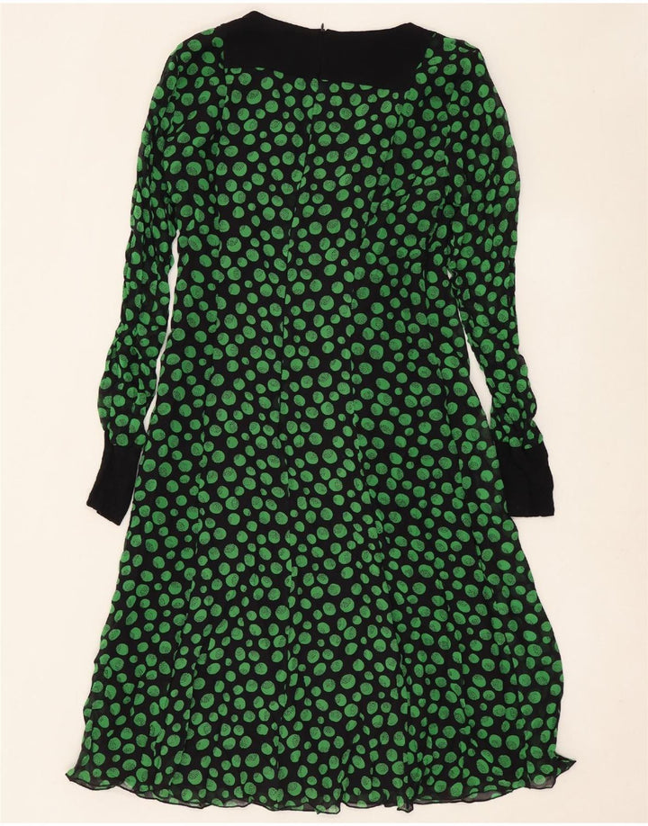 Max Mara Γυναικείο μακρυμάνικο φόρεμα A-Line UK 12 μεσαία μαύρα στίγματα