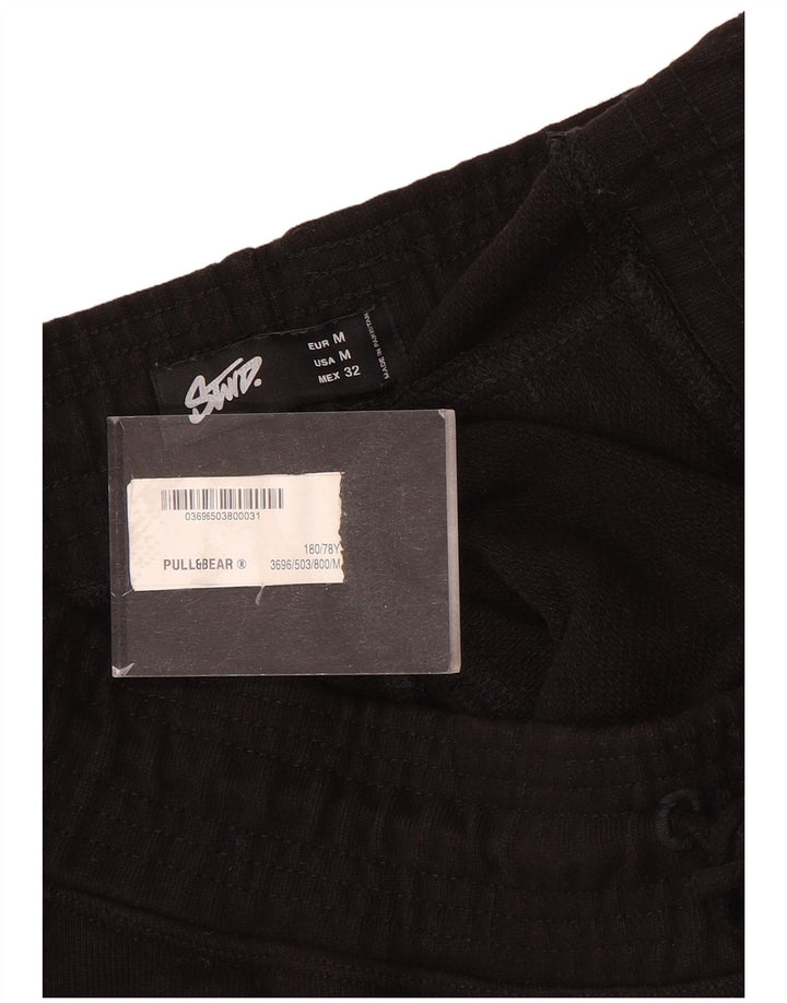 Ανδρικό αθλητικό σορτς Pull & Bear, μεσαίο μαύρο βαμβακερό