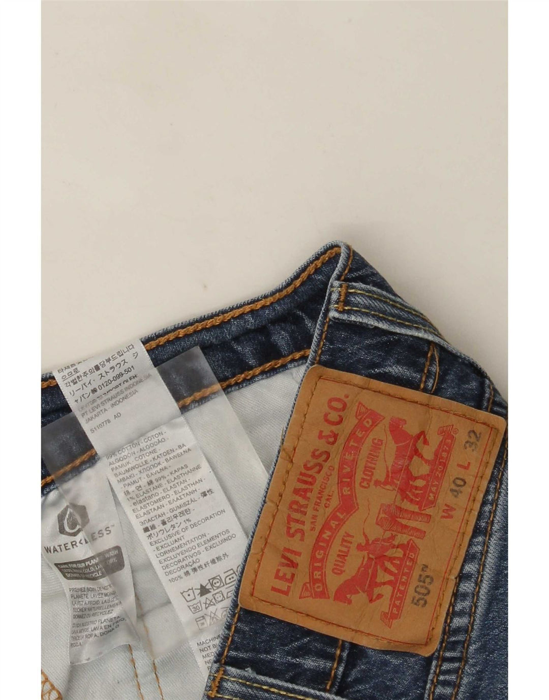 Levi's Mens 505 Straight Jeans W40 L32 Μπλε Βαμβακερό