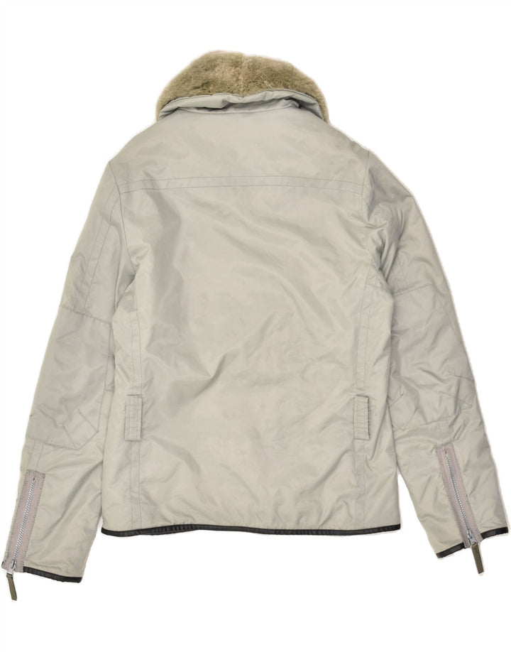 RIFLE Womens Padded Jacket UK 16 Large Grey Polyester | Vintage Rifle | Thrift | Second-Hand Rifle | Used Clothing | Messina Hembry 