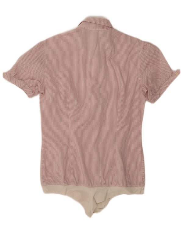 Γυναικείο πουκάμισο Benetton Bodysuit UK 14 Medium Pink Pinstripe