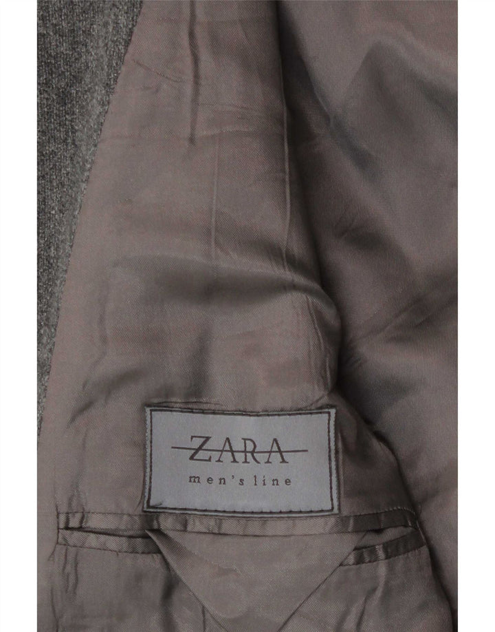 Zara Ανδρικό σακάκι με κουκούλα 4 κουμπιών UK 38 Medium Grey Wool