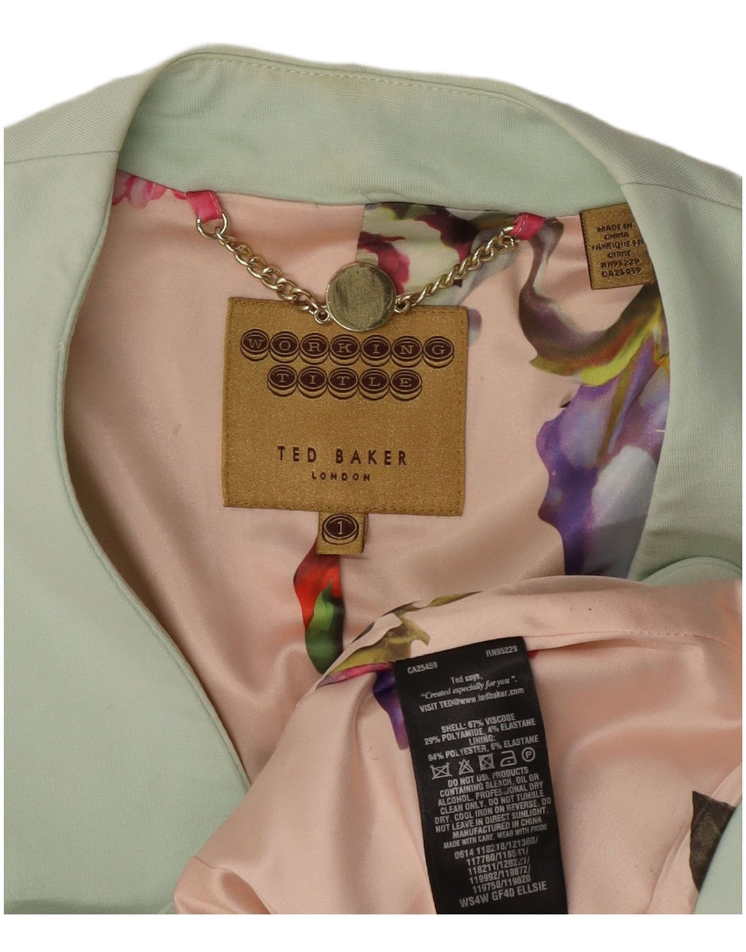 Ted Baker Γυναικείο Μπουφάν Blazer UK 6 XS Πράσινη βισκόζη με 1 κουμπί