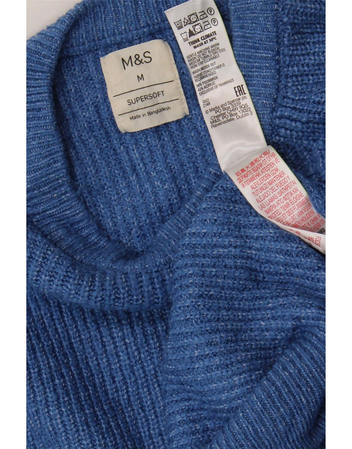MARKS & SPENCER Mens Crew Neck Jumper Sweater Medium Blue Polyamide Vintage Marks & Spencer and Second-Hand Marks & Spencer from Messina Hembry 