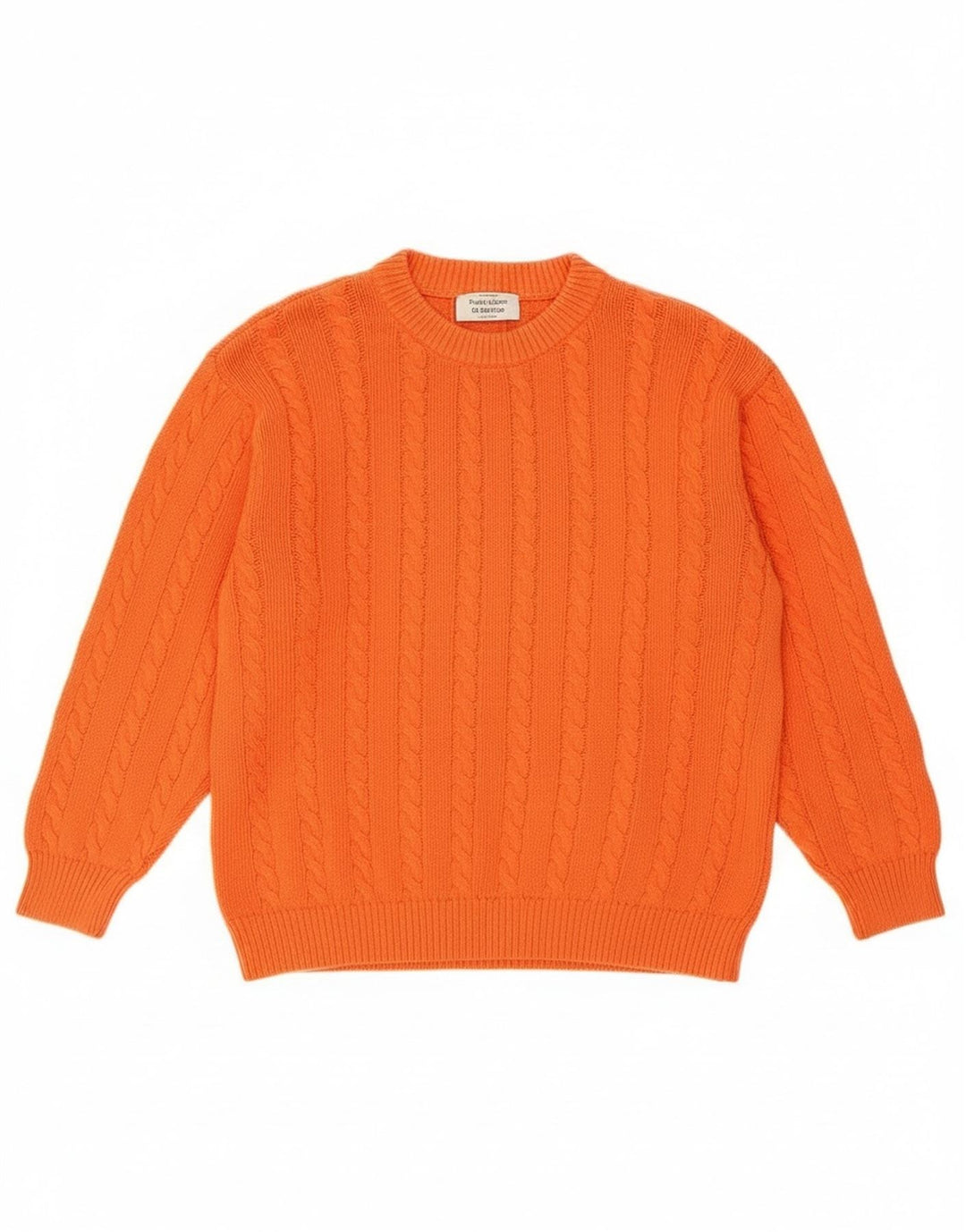 Γυναικείο πουλόβερ Benetton Crew Neck Jumper UK 14 Μεσαίο πορτοκαλί βαμβακερό